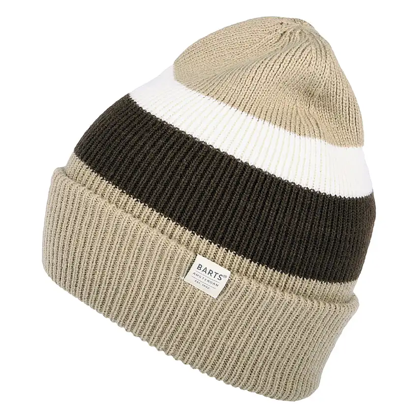 Bonnet à Revers et Rayures Cowie taupe-marron BARTS