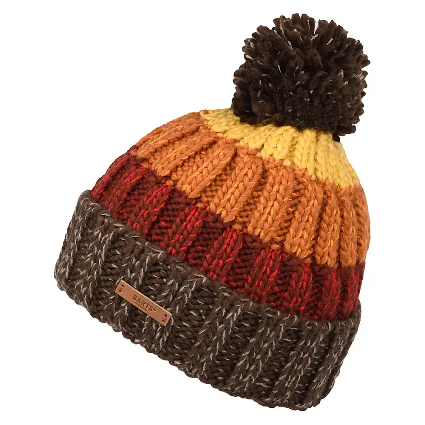 Bonnet à Pompon Wilhelm marron-rouge-jaune BARTS
