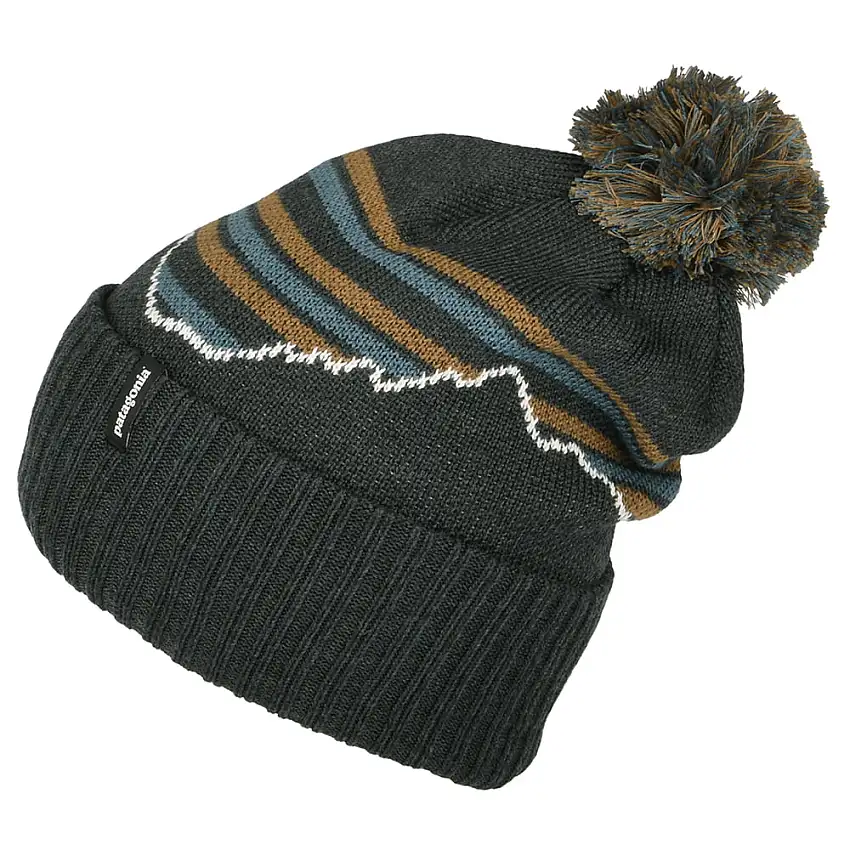 Bonnet à Pompon Fitz Roy Stripe Powder Town bleu fumée PATAGONIA