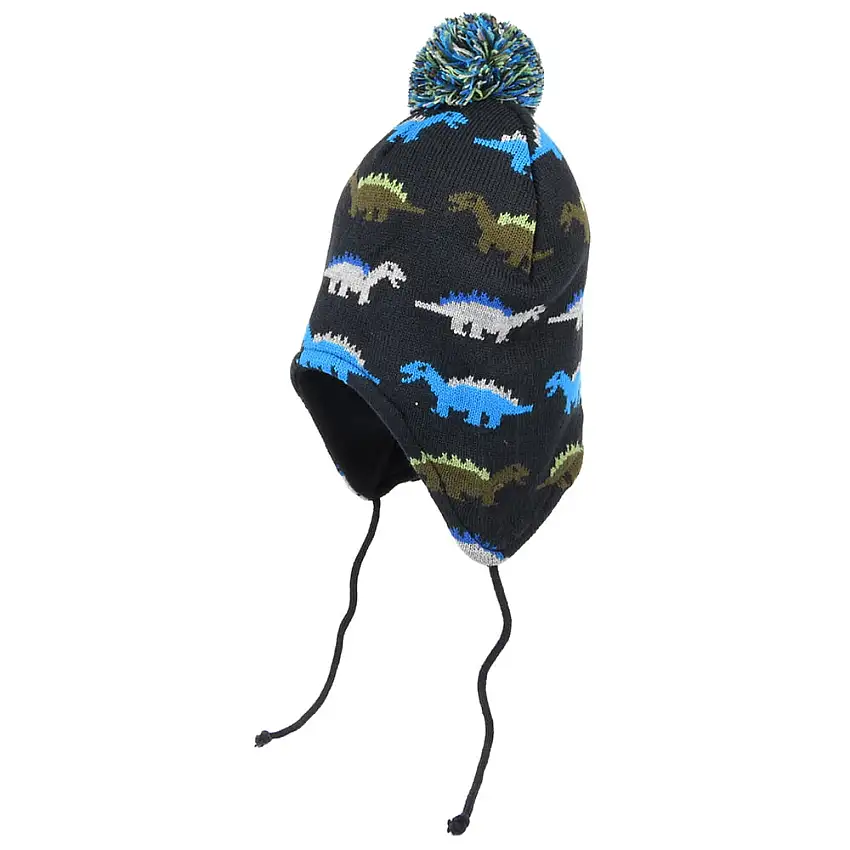 Bonnet à Pompon Péruvien Dino bleu marine SCALA