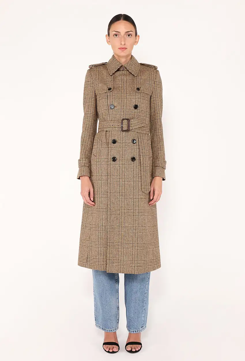 2020 Manteau Pied-de-Poule Ceinturé - Céline