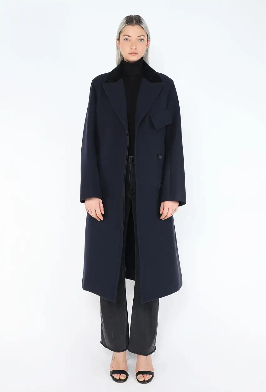 2015 Manteau Feutré Cranté - Céline
