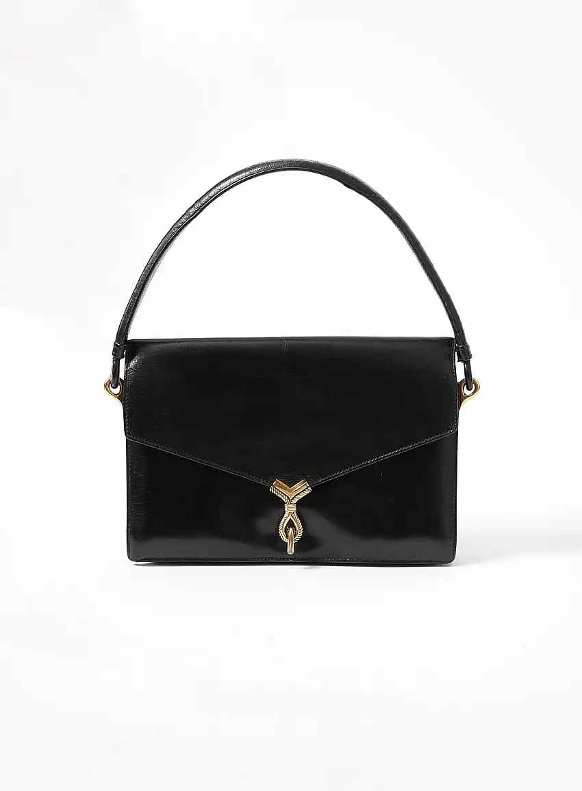 '70s Sac Cordeau Box Noir | Authentique & Vintage
