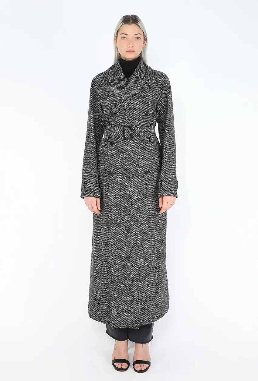 2018 Manteau à Chevrons Ceinturé - Céline