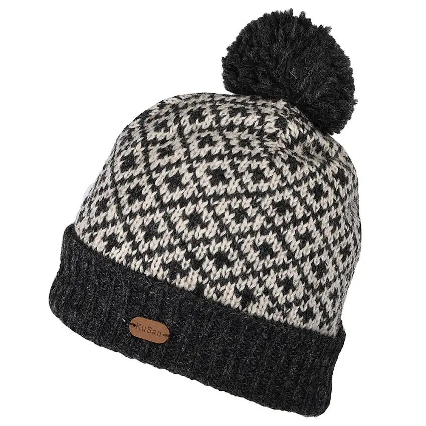 Bonnet à Pompon Fleur de Lys anthracite KUSAN