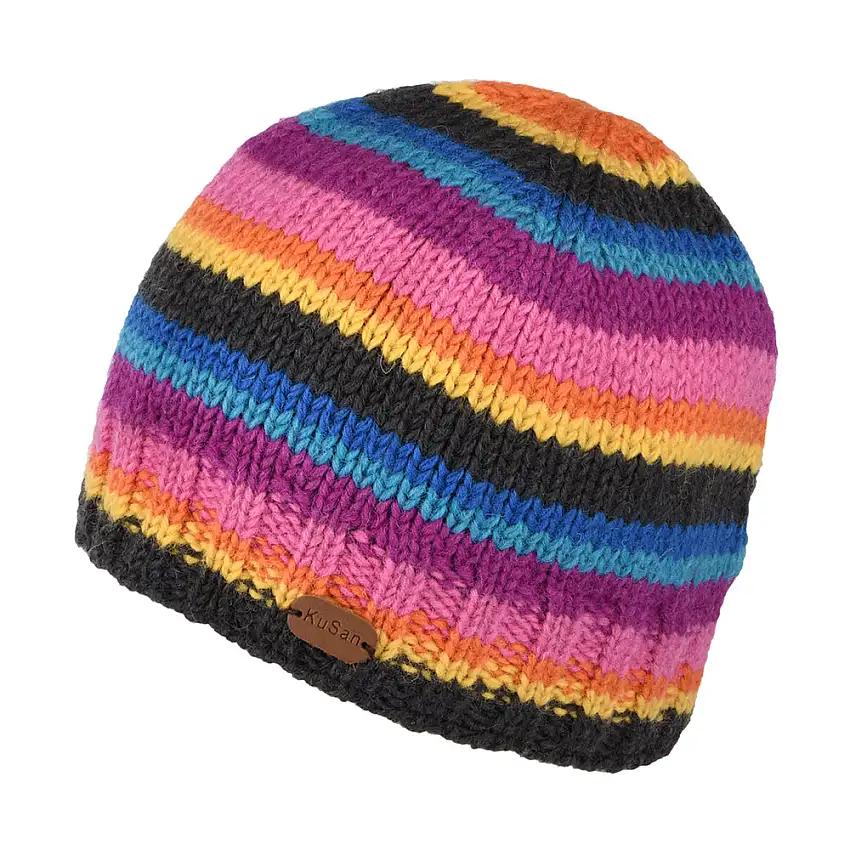 Bonnet à Rayures Brooklyn gris-rose KUSAN