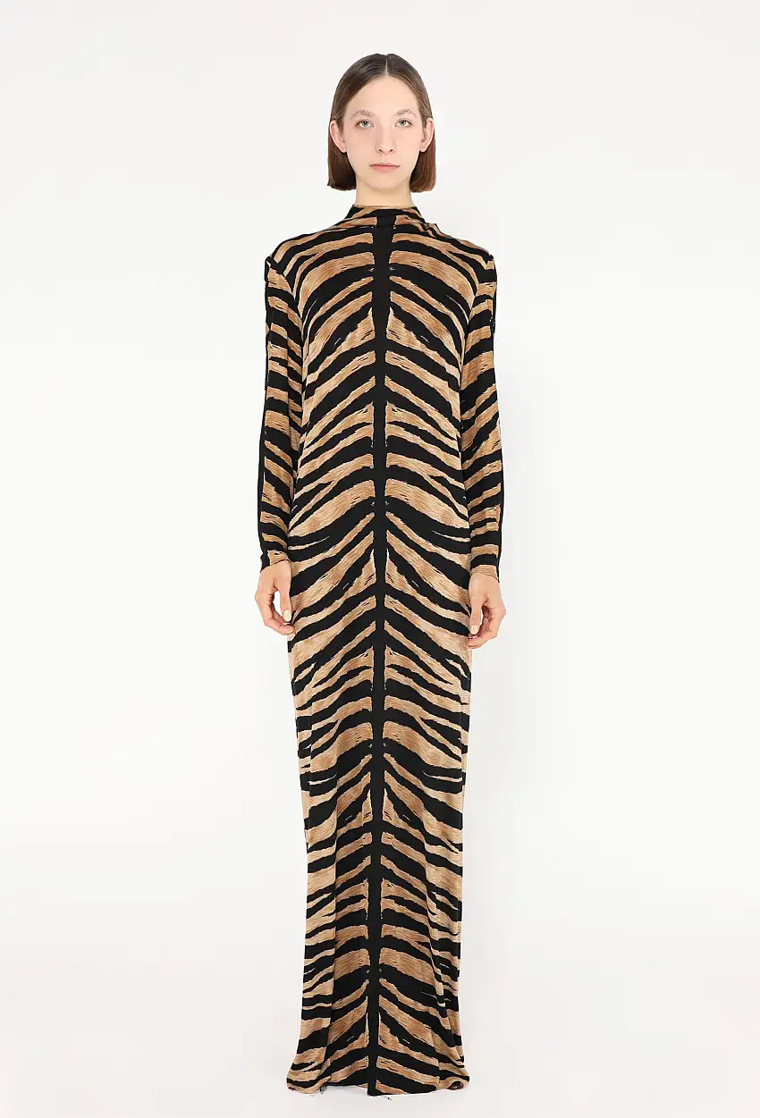 '70s Robe Superposée Imprimée Tigre - Exquisite Vintage
