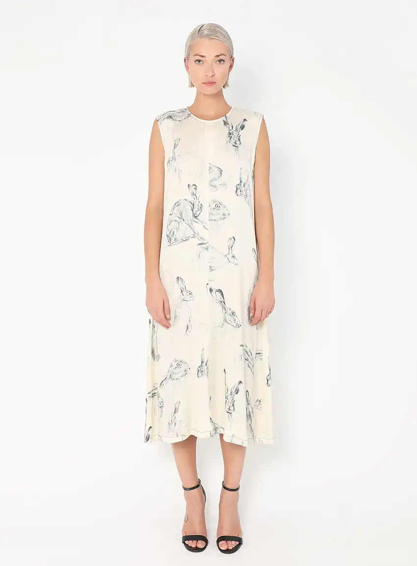 F/W 2015 Robe en Soie blanche Wonderland - Céline