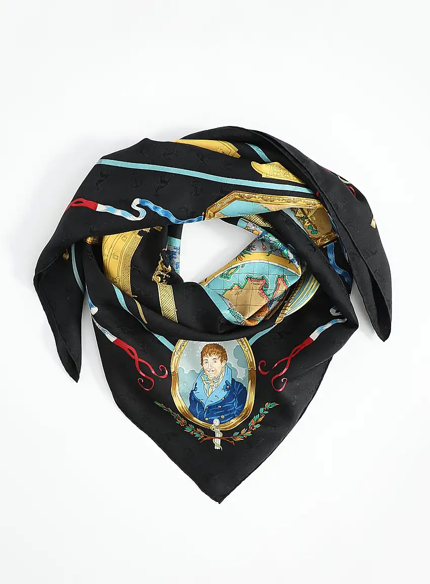 1992 'Le Geographe' 90cm Carré de Soie | Authentique & Vintage