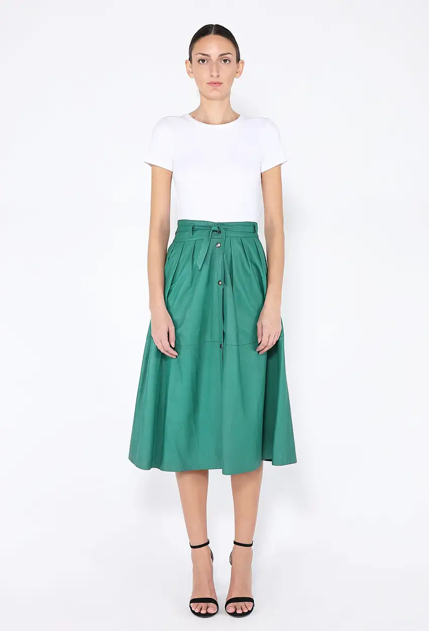 '80s Jupe en cuir vintage avec ceinture - Exquisite Vintage