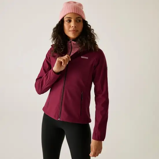 Arec III Femme Veste de marche à capuche coupe-vent softshell | Bordeaux