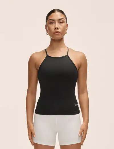 Built-In-Bra Halterneck Tank - Débardeurs
