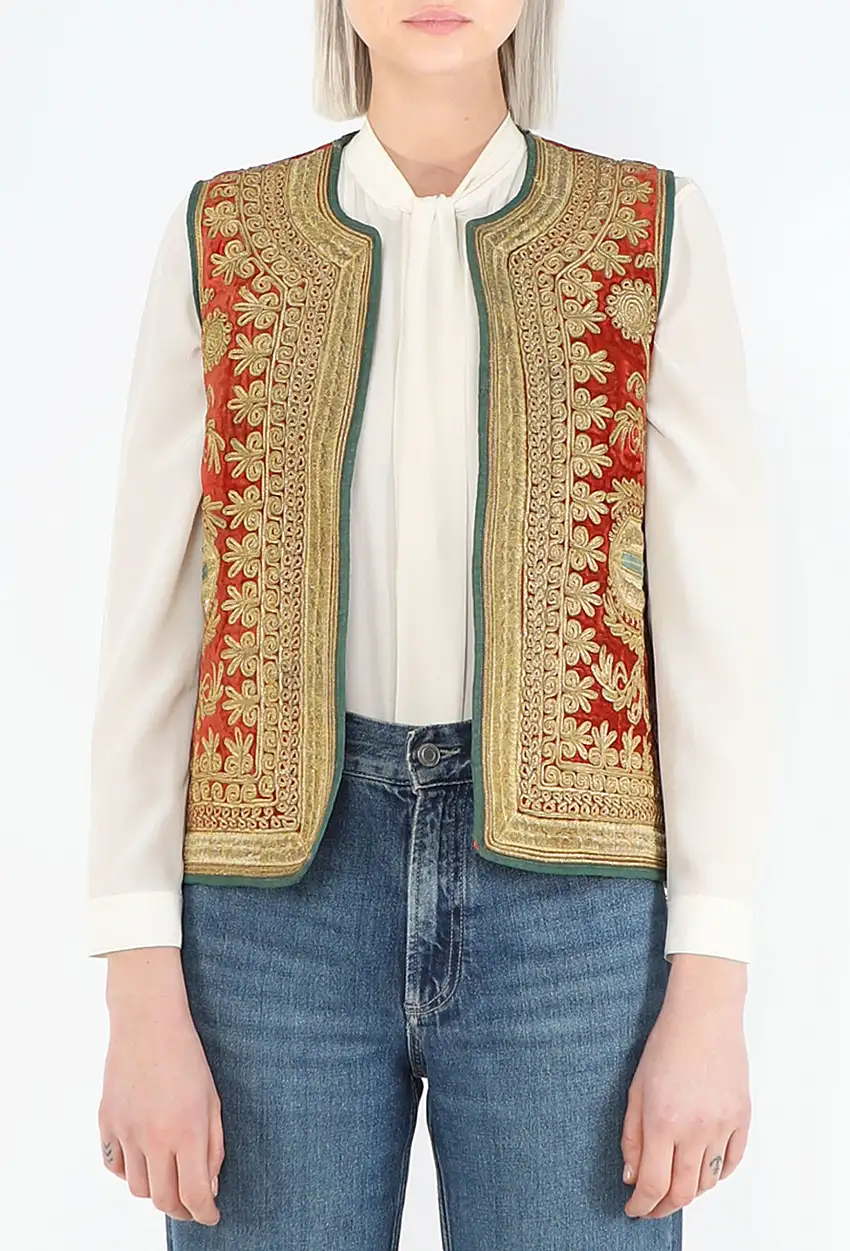 Antique Veste Persane Brodée à la Main - Trésors du Monde