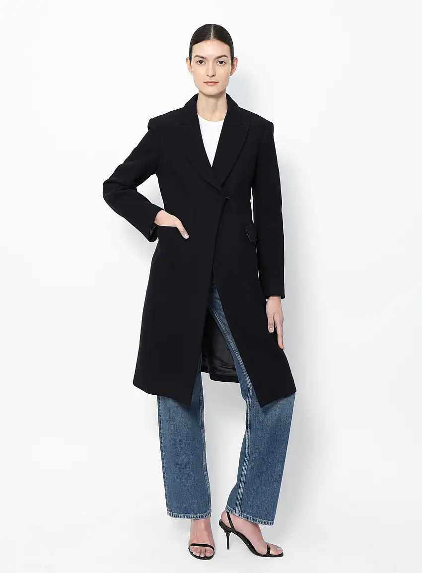 2010 Manteau Cranté en Laine bleu marine - Céline