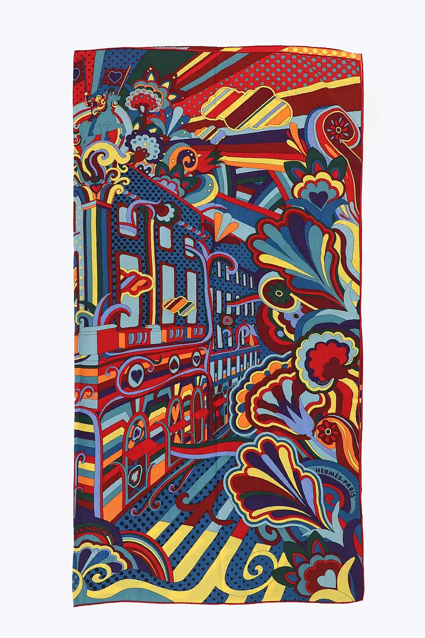 2019 Châle en Cachemire 140cm « Faubourg Rainbow » - Hermès