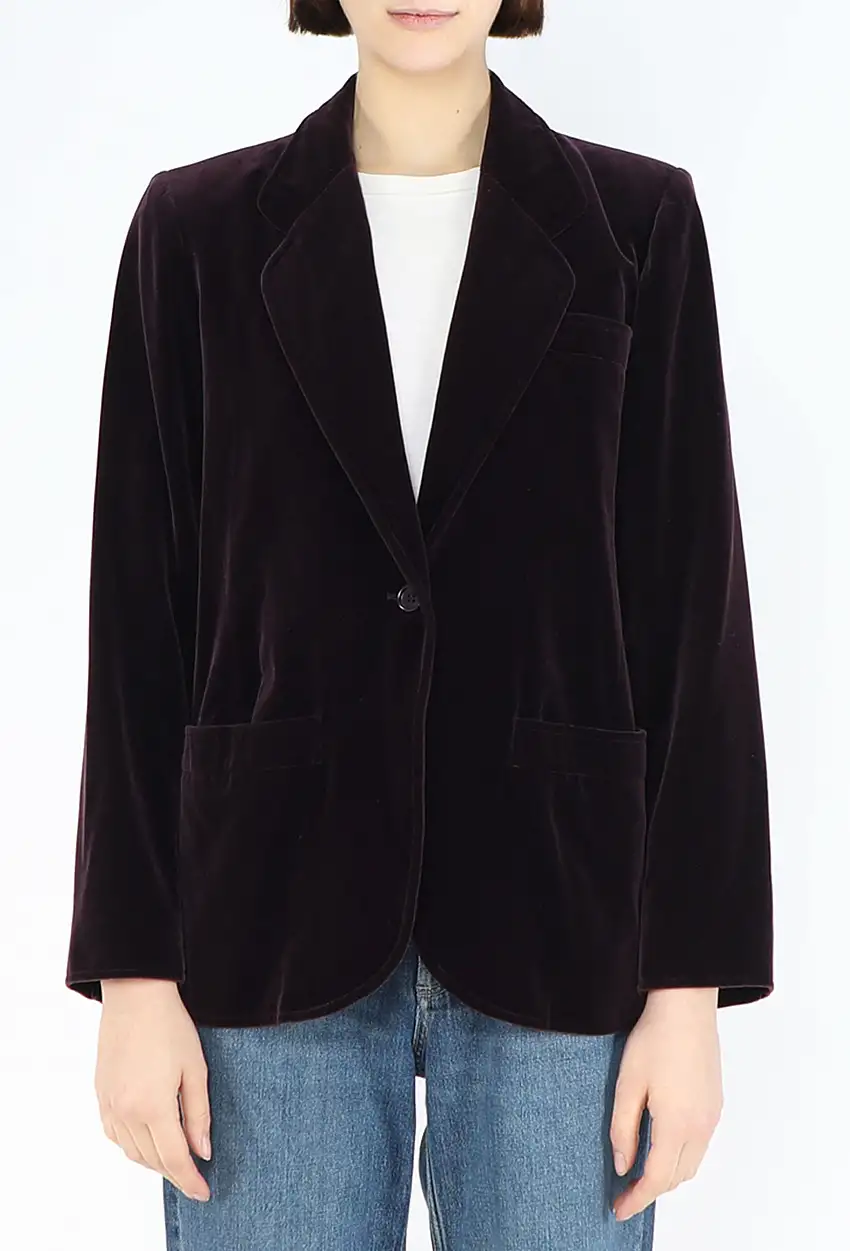 '70s Blazer en Velours Bordeaux - Saint Laurent
