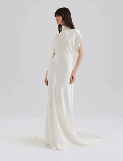 Alivia Short Sleeve Satin Bridal Gown - Robes de mariée