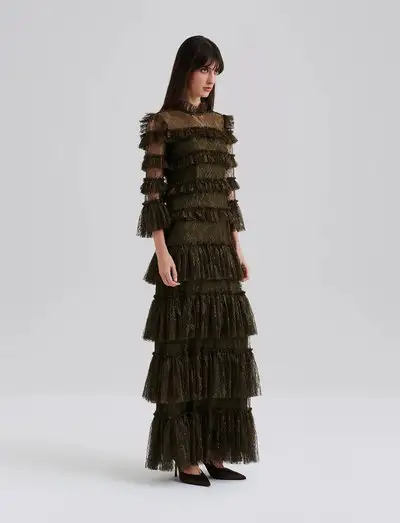 Carmine Long Sleeve Lace Maxi Dress - Robes longues