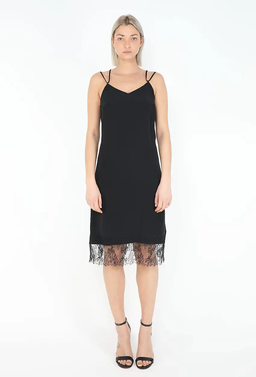 '90s Robe Nuisette à Bordures Chantilly - Saint Laurent