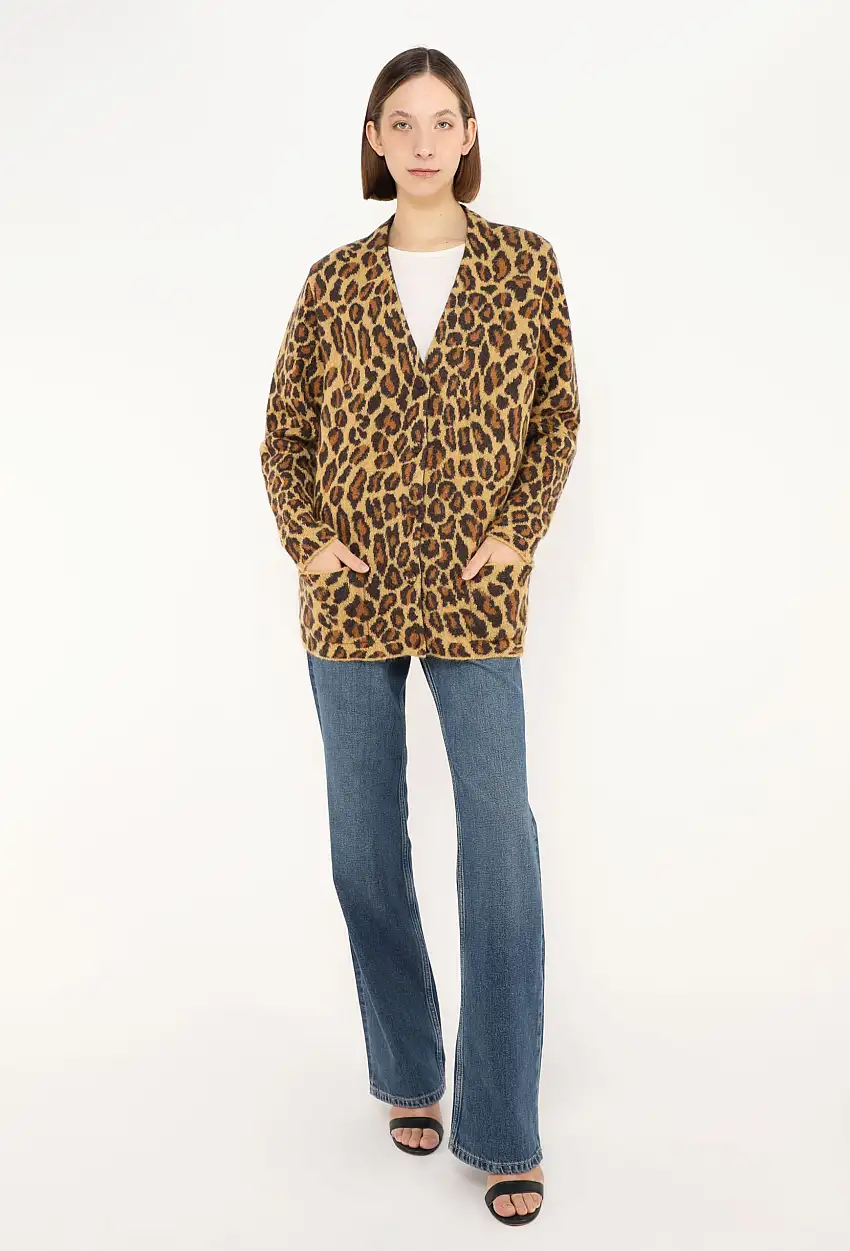 2015 Cardigan en Mohair Léopard - Saint Laurent
