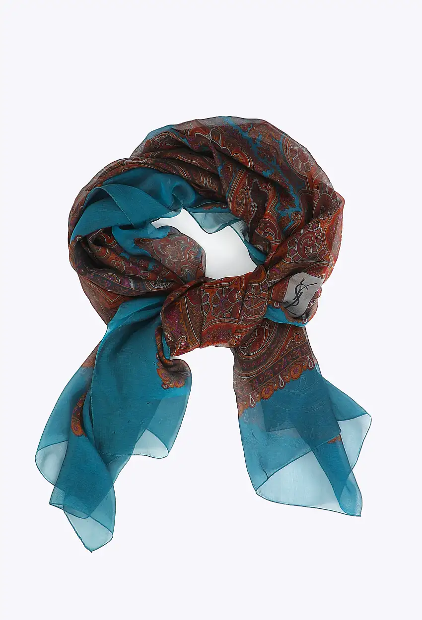 '70s Foulard en Soie Motif Cachemire - Saint Laurent