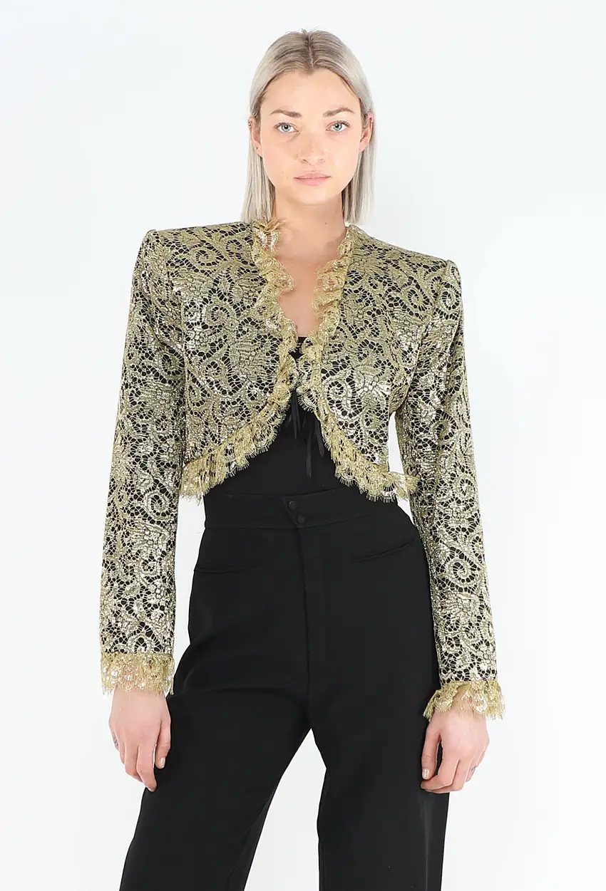 SUPERBE F/W 1987 Veste Boléro en Dentelle - Saint Laurent