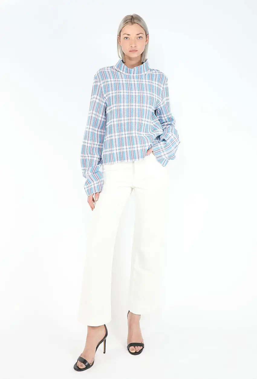 F/W 2013 Top à Col Roulé Tartan - Céline