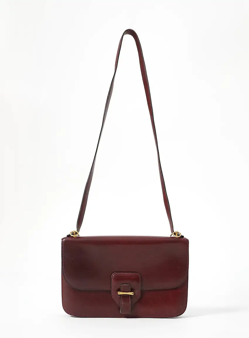 '70s Sac en Bandoulière Box Bordeaux | Authentic & Vintage