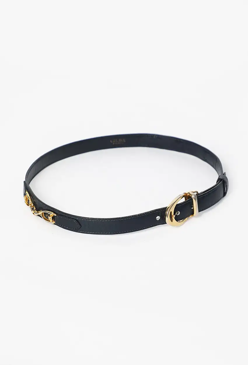 '70s Ceinture en Cuir Détails Mors - Céline