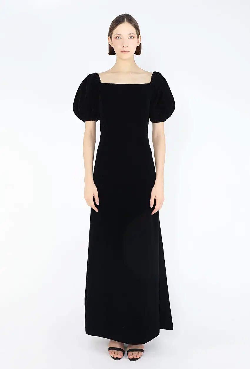'70s Robe en Velours Bishop - Saint Laurent