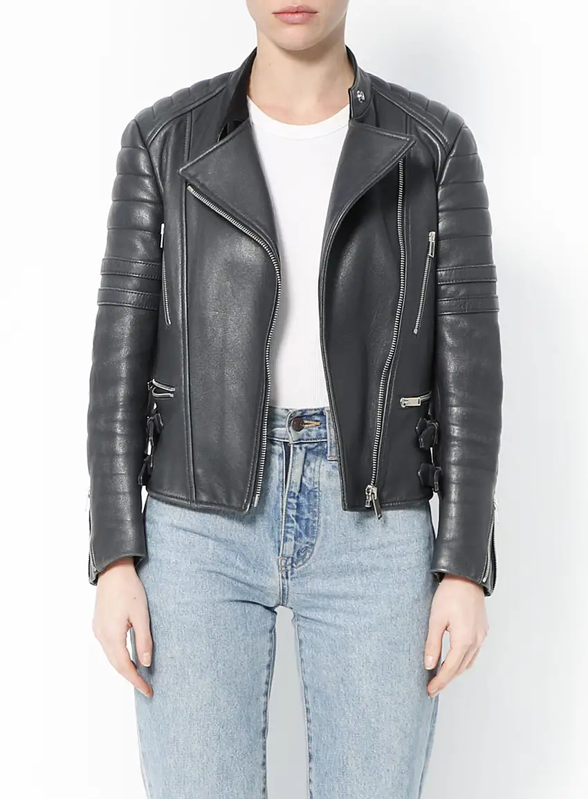 Veste Motard en Cuir Anthracite - Céline