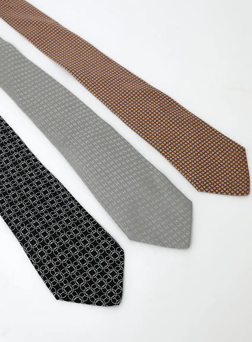Trio de Cravates Vintage en Soie - Hermès