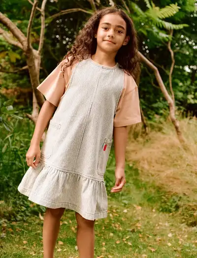Angelica Stripe Denim Frill Dress - Robes décontractées sans manches