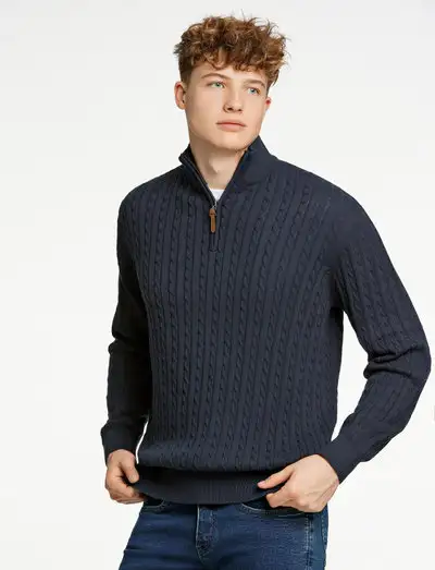 1/2 zip cable knit - Pulls demi-zip