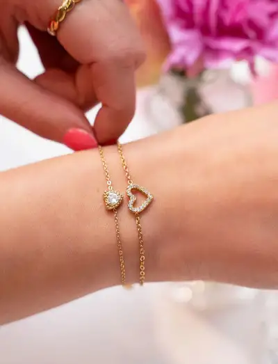 Armbandje strass hartje - Bracelets chaîne