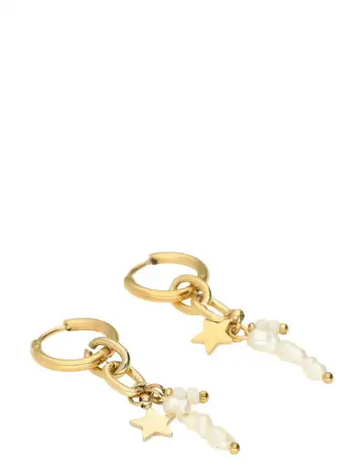 Earrings star & three pearls - Cerceaux