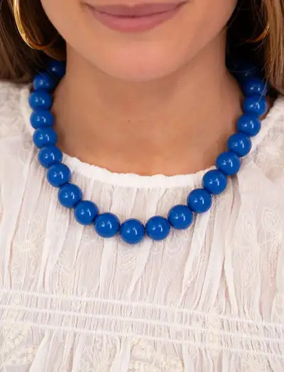 Necklace beads big blue - Statement necklaces