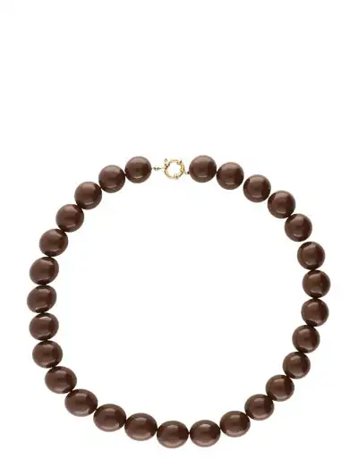 Necklace beads big brown - collier de perles