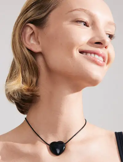 STAY black agate necklace gold-plated - Statement necklaces