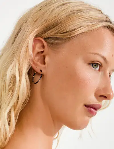 ALISON earrings black, gold-plated - Cerceaux