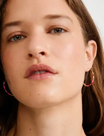 ALISON earrings pink, gold-plated - Cerceaux