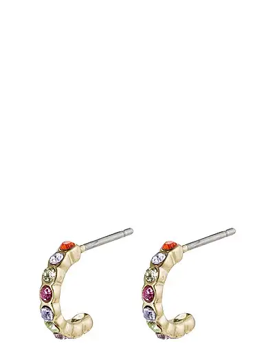 BRIGITTE multicolored crystal half hoops gold-plated - Cerceaux
