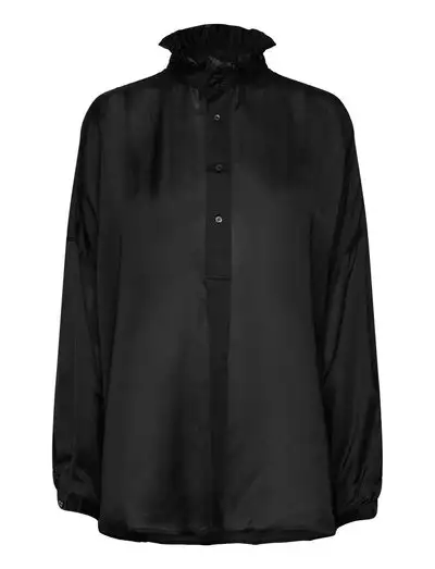 Ruffled-Collar Silk-Blend Tunic - Blouses à manches longues