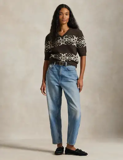 Snowflake V-Neck Short-Sleeve Sweater - Gilets