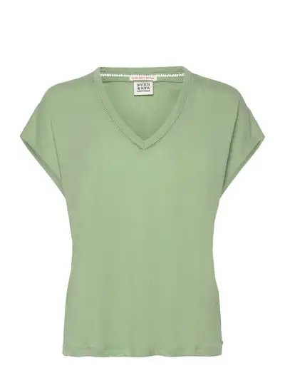 Cotton linen V-neck T-shirt - T-shirts