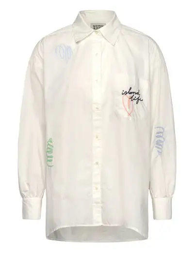 Embroidered poplin shirt - Manches longues
