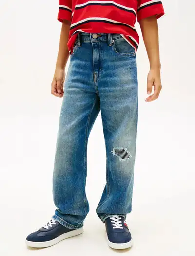 BAGGY MID BLUE DESTRUCTION JEANS - Loose jeans