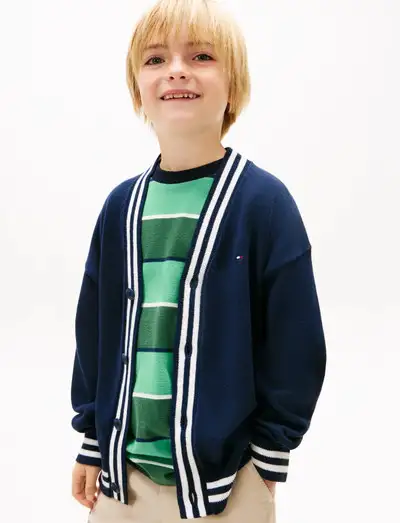 VARSITY RIB V-NECK CARDIGAN - Gilets