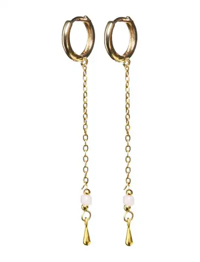 Alda - Chain Hoop Earrings Drop - Cerceaux