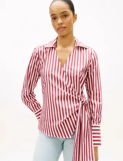 POPLIN KNOT BLOUSE WITH LS - Blouses à manches longues